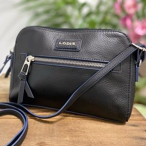 LODIS Cross-Body Leather Purse with Adjustable Strap.